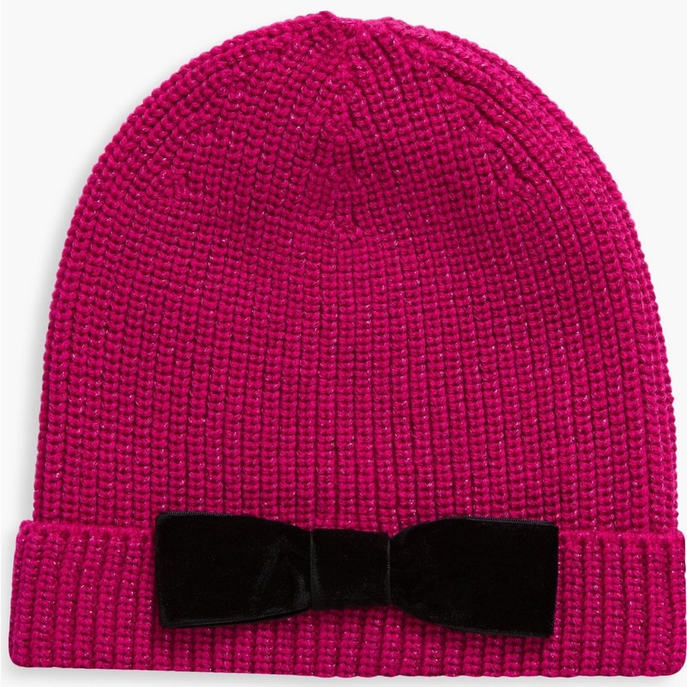NWT KATE SPADE NEW YORK BOW BEANIE-PINK RUBY
